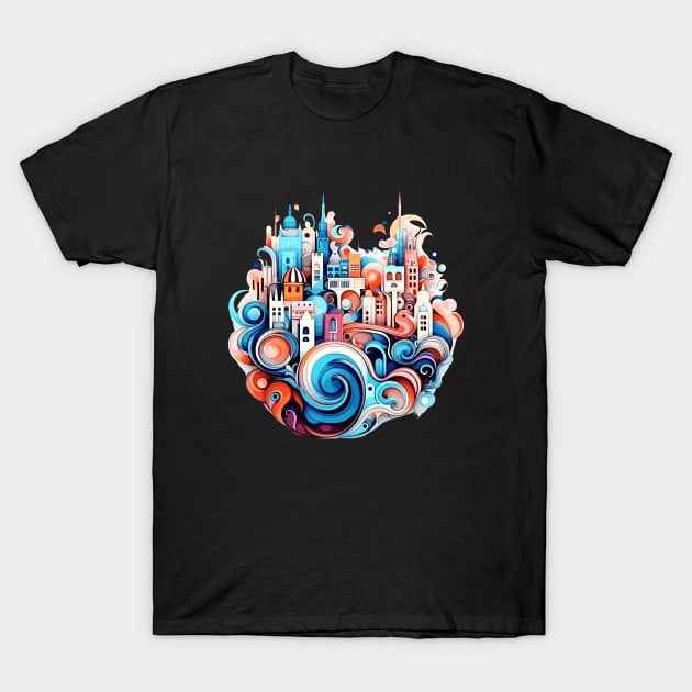 Modern City Urbain Skylines Cityscape Creativity T-Shirt by Cubebox